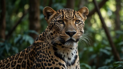 Obraz premium Leopard portrait in the jungle.