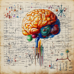 Colorful Brain Diagram  Neurology  Neuroscience  Anatomy  Medical Illustration  Scientific Art  Mind  Psychology