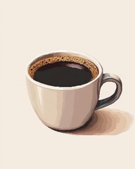 A steaming cup of black coffee with a simple white mug, perfect for a cozy morning or relaxing afternoon.