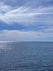 Amazing blue sea and beautiful cloudy sky horizon. 