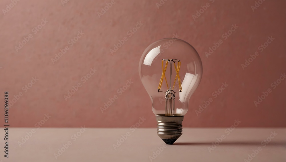 Poster Lightbulb symbolizing innovation against a soft pink backdrop.