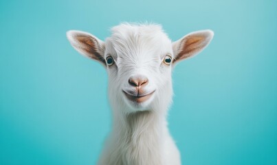 Obraz premium A smiling young goat. AI.