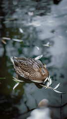 duck in the winter water