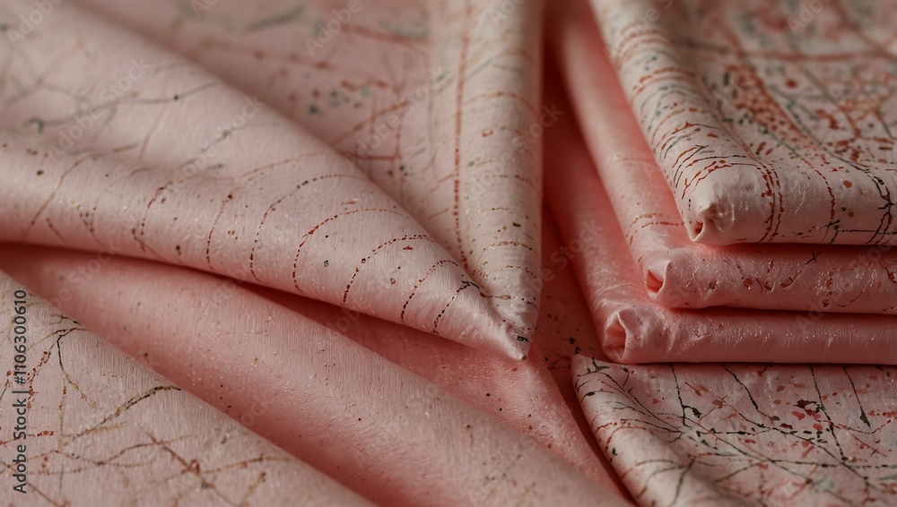 Aufkleber lined-up pink fabrics with various patterns.