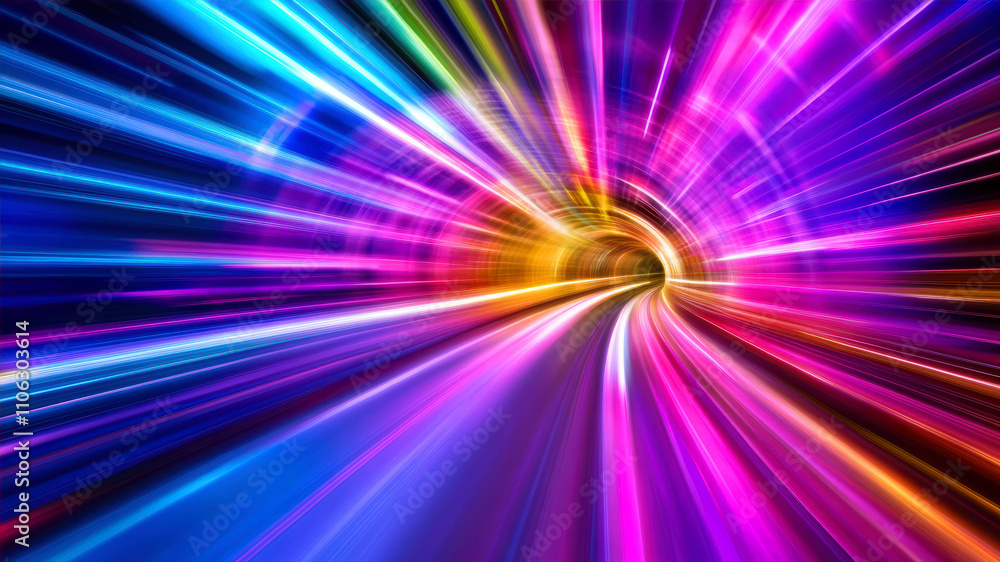 Poster vibrant light trails illuminate the highway creating a dynamic visual symphony at night