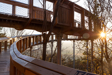 Canopy walkway during sunset, Hungary, Pannonhalma