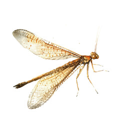 A watercolor of a Mayfly, isolated on a white background. Mayfly vector.