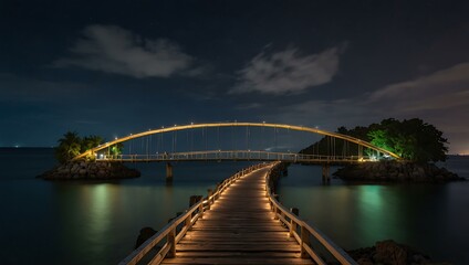 Fototapeta premium Long exposure of a footbridge on Phu Quoc Island.