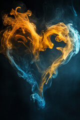 Fototapeta premium Vibrant fiery and smoky heart design with dynamic colorful energy, perfect for Valentine's Day, love, passion, and romantic concepts