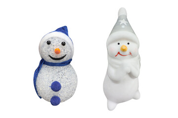 toy white snowman isolated on white background