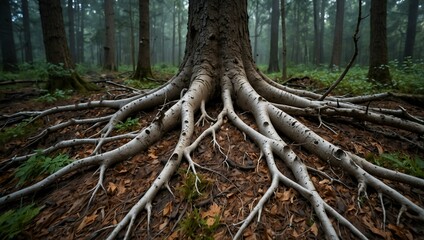 Fototapeta premium Lung-like tree roots in the forest.