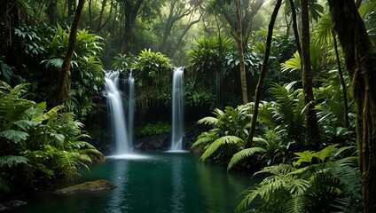 Lush green jungle filled with life and peace.