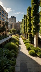 Naklejka premium Lush urban green space thriving in the city center.