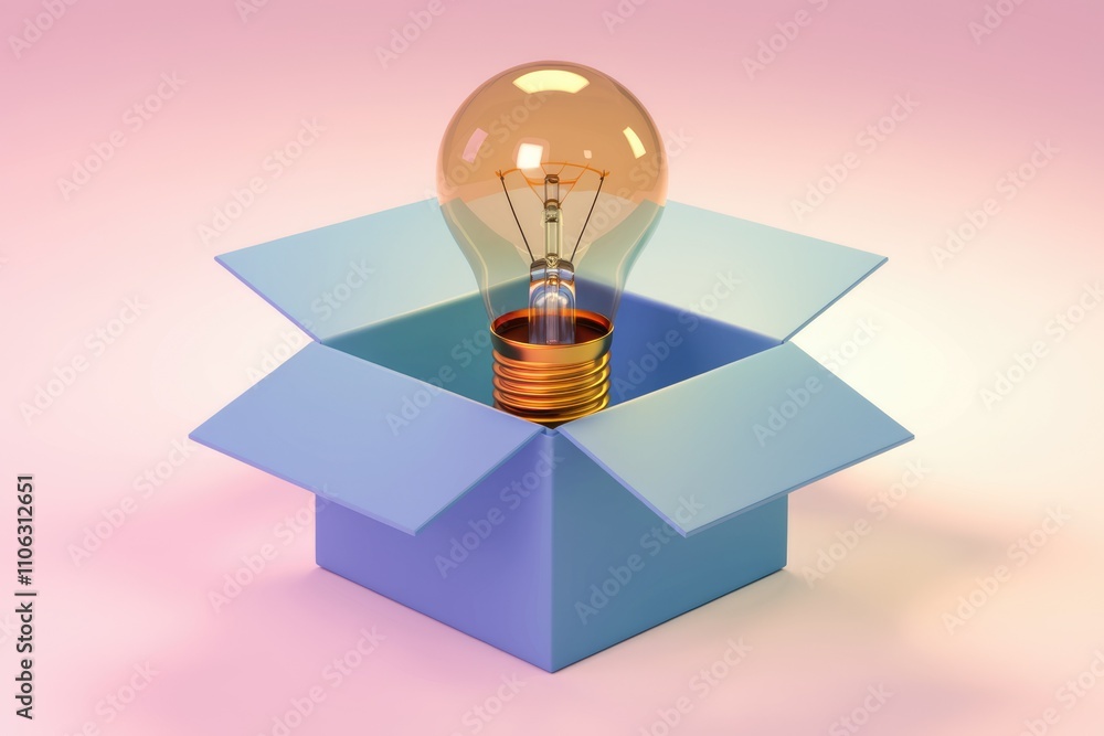 Leinwandbilder a lightbulb emerges from an open box symbolizing a new idea or innovative solution