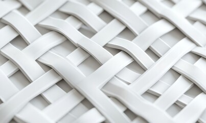 Illustration presents 3D depiction of white and grey pattern with flat shapes resembling weaving