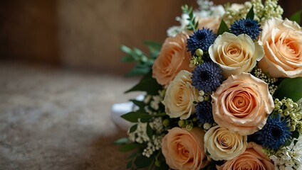 Fototapeta premium Luxurious wedding bouquet of diverse flowers.
