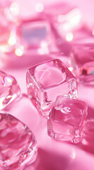 Pink ice cubes, close-up, wallpaper, coolness.