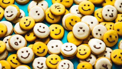 Obraz premium Smiling cookie designs with vibrant colors to spread joy.