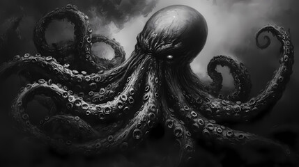 Obraz premium Intellect devourer: a dark fantasy creature awaits you fantasy wallpaper. Eldritch. Illustration