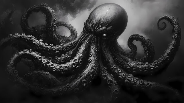 Intellect devourer: a dark fantasy creature awaits you fantasy wallpaper. Eldritch. Illustration