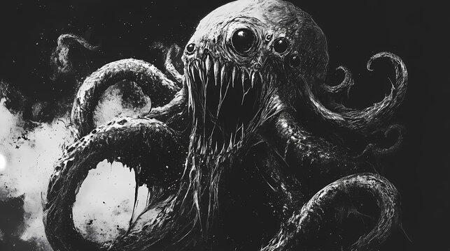 Intellect devourer: a dark fantasy creature awaits you fantasy wallpaper. Eldritch. Illustration