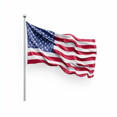 Fototapeta premium 3D Realistic Waving American Flag on White Background