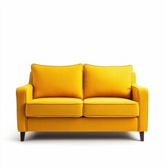 Fototapeta premium Yellow Sofa Isolated on White Background