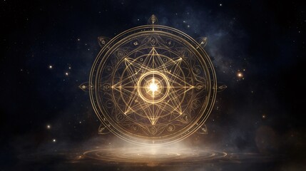 spiritual artifacts, mandala intertwining tarot cards and metaphysical symbols, encircled by a radiant, gentle glow a unique artistic fusion