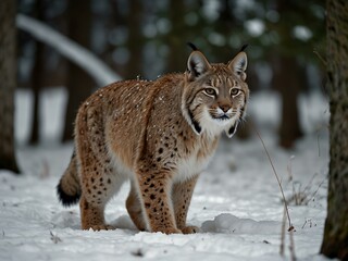 Obraz premium Lynx in its natural habitat.