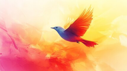 Obraz premium A bird soaring through a clear sky, representing freedom and financial independence, powerful silhouette, vibrant colors, dynamic composition