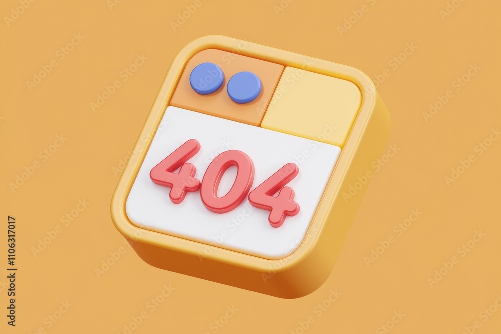 Aufkleber 3D rendered 404 error page not found icon   cute and colorful design