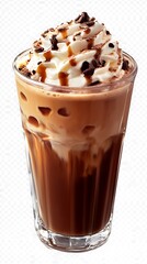 Delicious iced coffee showcased clear background image