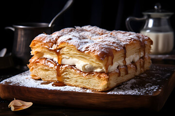 Bougatsa Greek Pastry Made with Layers of Phyllo Dough