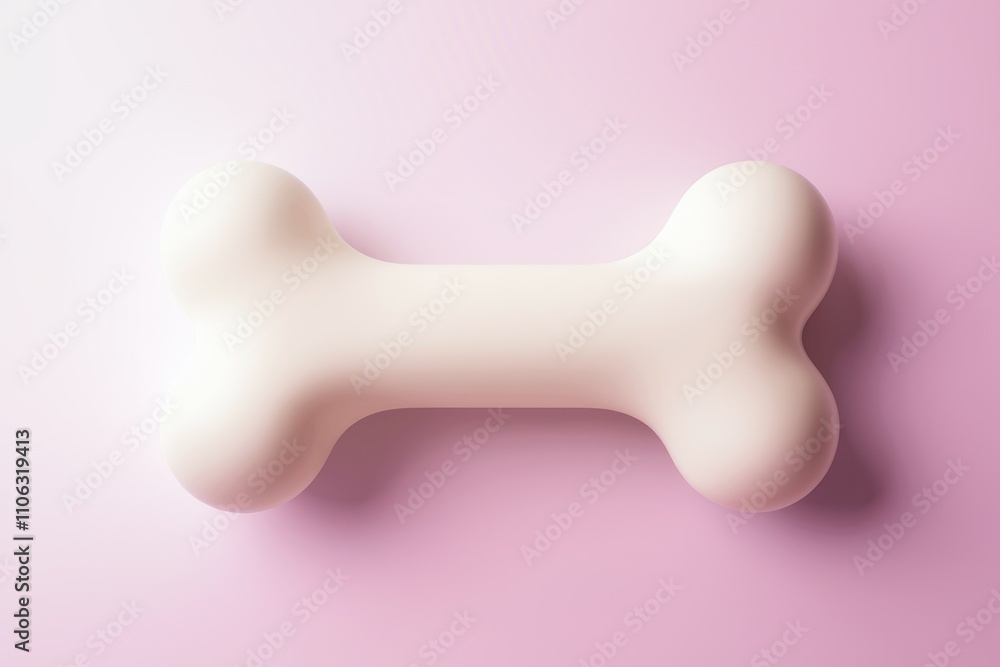 Poster cream colored bone shaped object on a pink background