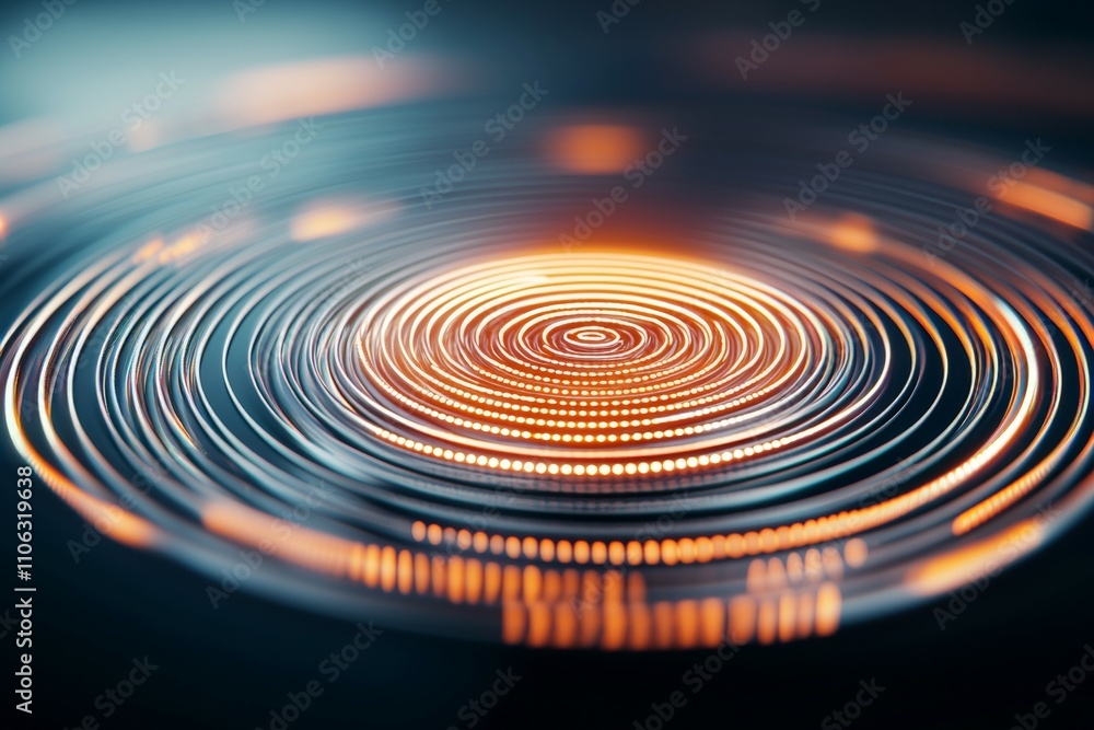 Poster abstract pattern of glowing circular light waves