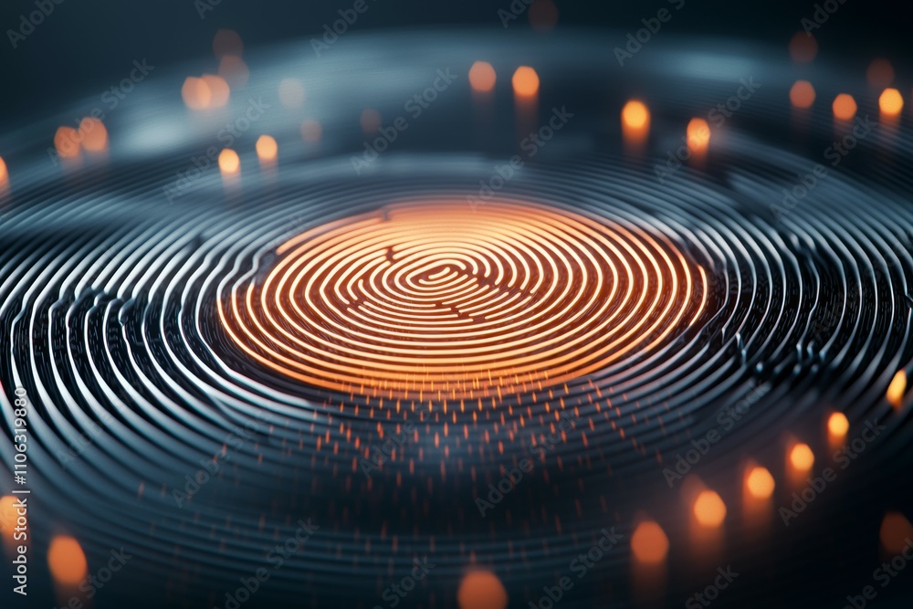 Aufkleber abstract glowing orange circular pattern with ripple effect and dynamic lights