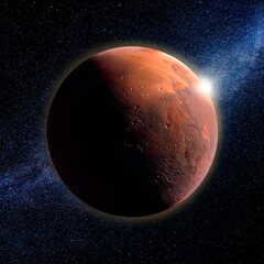 Fototapeta premium Marsoberfläche: Der rote Planet mit Kratern und Tälern