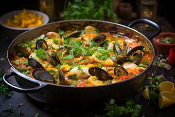 Bouillabaisse Provencal Fish Stew with Various Fish