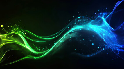 Colorful abstract sound wave flowing through the darkness to evoke a sense of rhythm and movement in a digital art composition