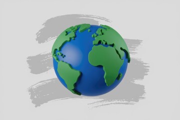 Naklejka premium Stylized 3D Earth globe with green continents and blue oceans