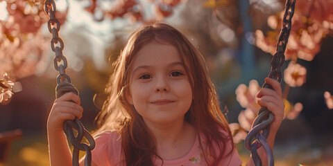 child swinging on a swing in the park Generative AI