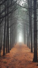 Fototapeta premium Bosque con niebla y sendero