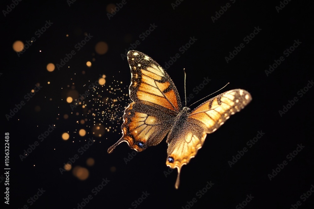 Poster a butterfly flies through the air with its colorful wings spread open