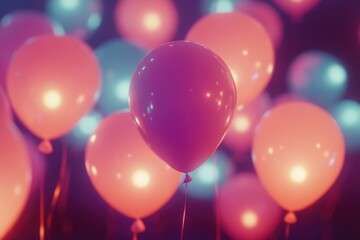 A collection of pink balloons drifting through the air