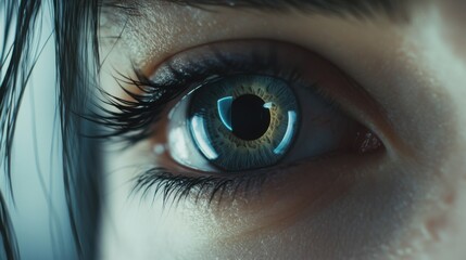 Fototapeta premium Detalle del ojo humano con enfoque en iris y pestañas
