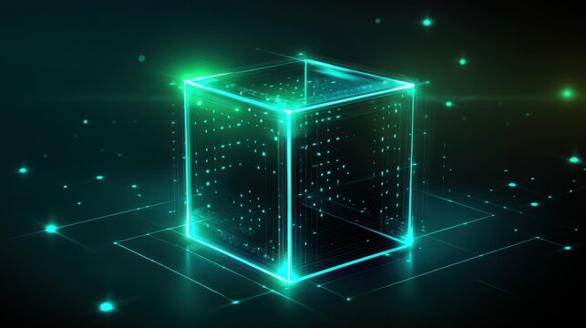 Cubo hologr&aacute;fico futurista