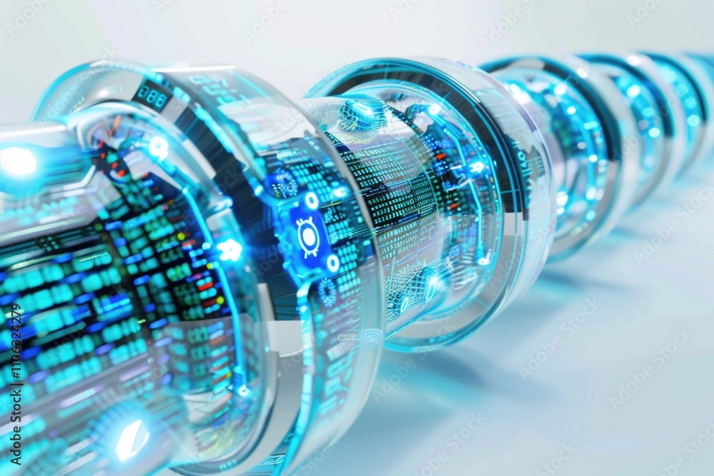 Poster Close-up of a long line of electronic wires, suitable for use in technology or engineering illustrations