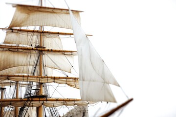 Obraz premium A sailing vessel with full sails on a calm body of water, suitable for travel or photography