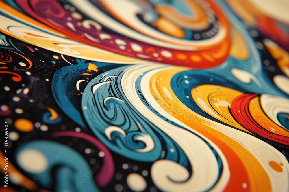 Poster a close-up shot of a vibrant painting on a table, perfect for use in designs and editorials