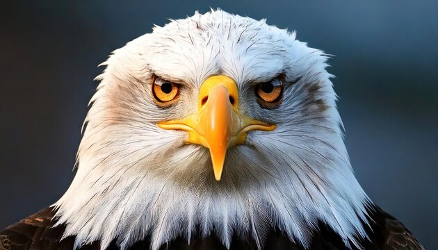  front view Captivating close-up of a fierce and determined eagle's gaze. 